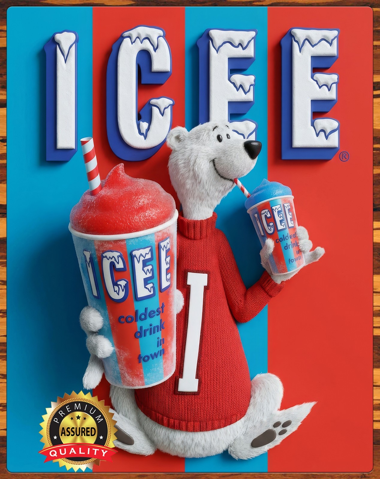 ICEE – Coldest Drink In Town – Polar Bear – Metal Sign 11 x 14