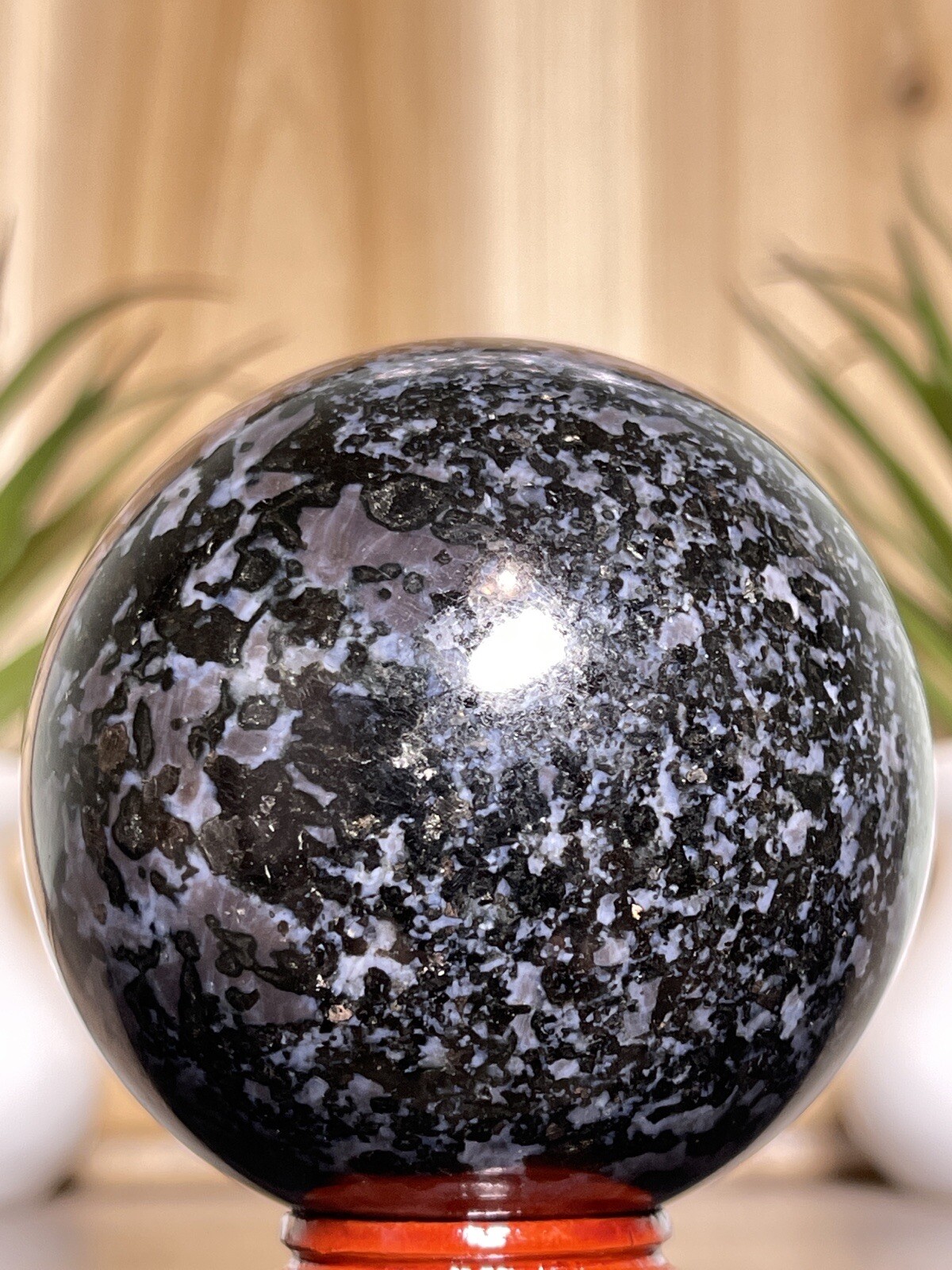 66mm INDIGO GABBRO SPHERE – Mystic Merlinite Mineral Feldspar Crystal Chakra