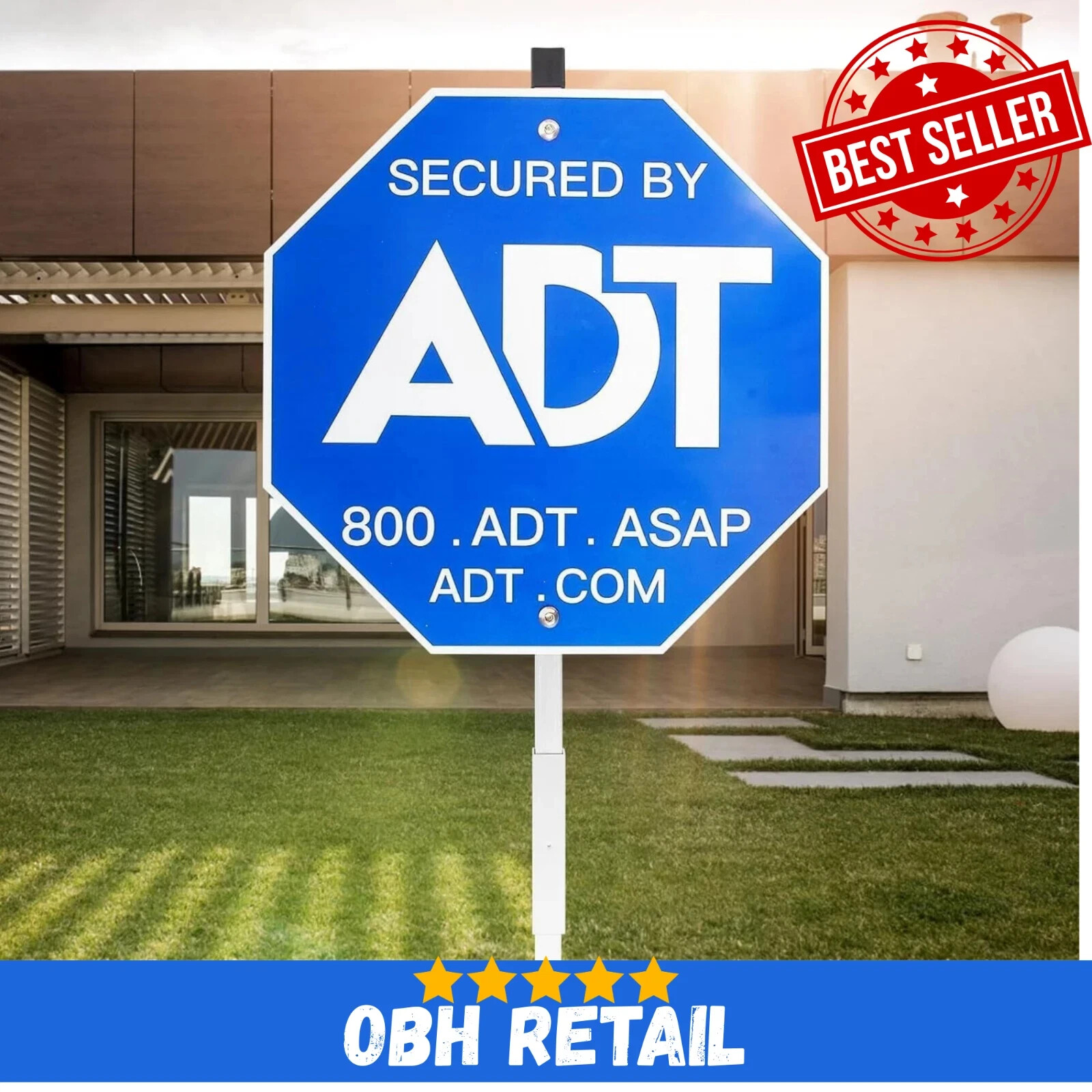 ADT Security Signs(28In All Aluminum), Metal Yard Sign with Stake,Heavy Duty Wea