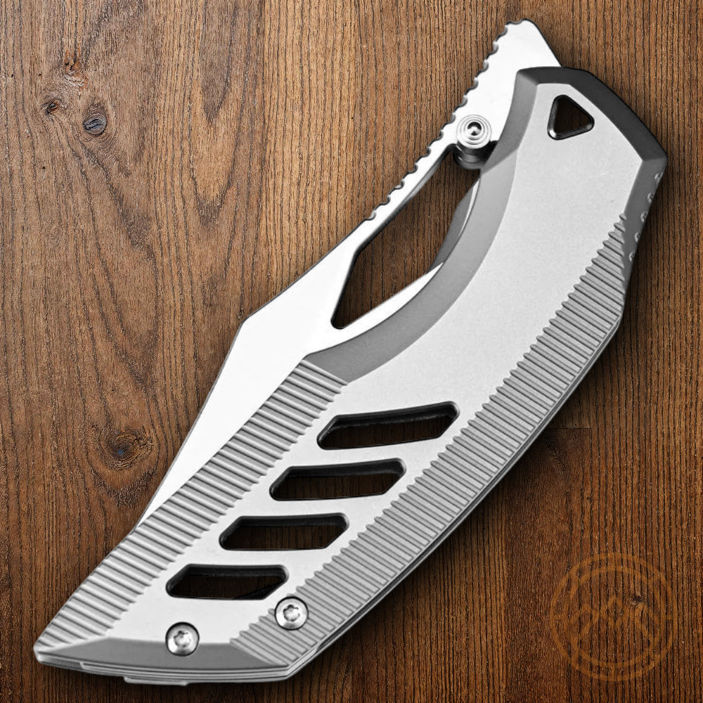 Artisan Dark Wing Folding Knife 3.63″ S35VN Steel Blade Gray Titanium Handle