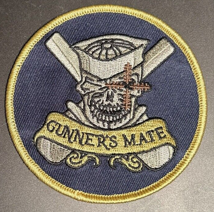 U S Navy „GUNNERS MATE“ Patch 3″ Round (Iron On/Sew On)