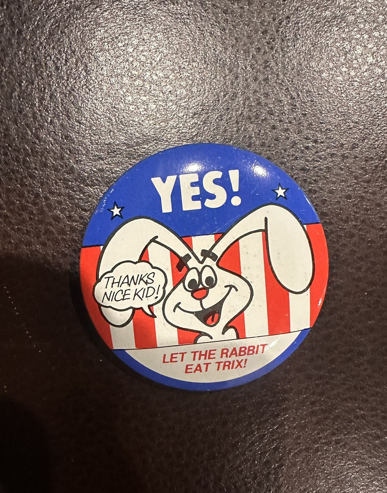 Vintage Yes Let The Rabbit Eat Trix Cereal Button Promo Clip-on Pin Back