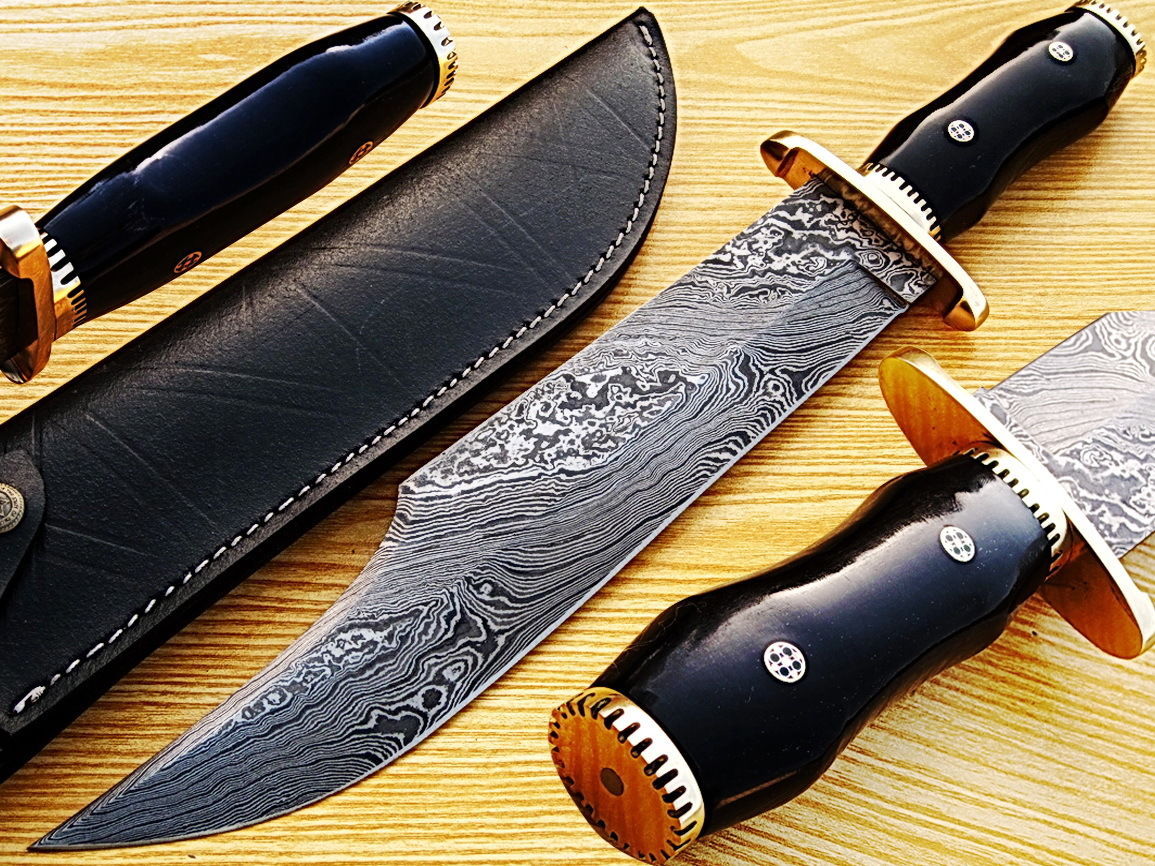 Huge 16″ Handmade Damascus Steel Jim Bowie Knife 55-60 HRC Hard LIMITED EDITION