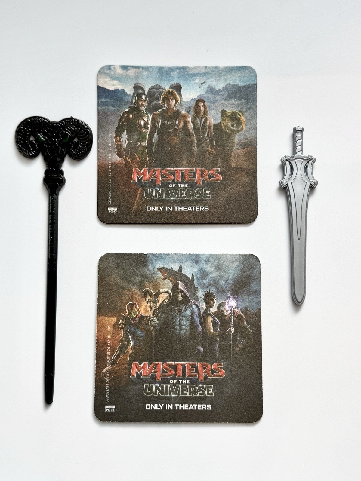 🔥 Masters Of The Universe He-Man Set Of 2 Coasters And 2 Stirrers Brand New