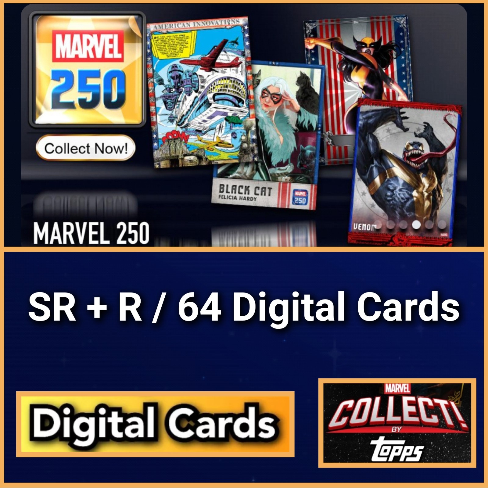 Topps Marvel Collect Marvel 250 Collection SR +R 64 Cards