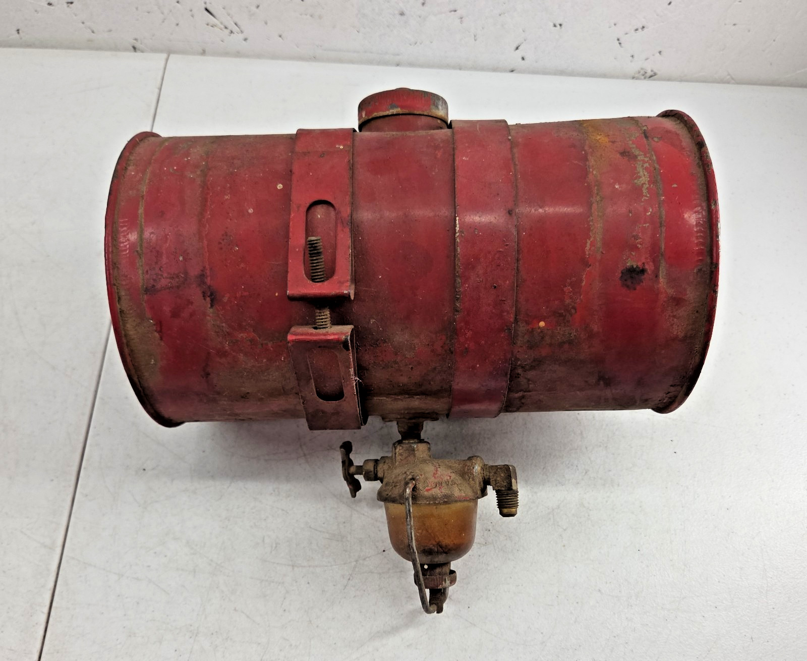 Vintage Mulsifier Garden Tractor Small Engine Metal Gas Tank Round Red Fuel Tank