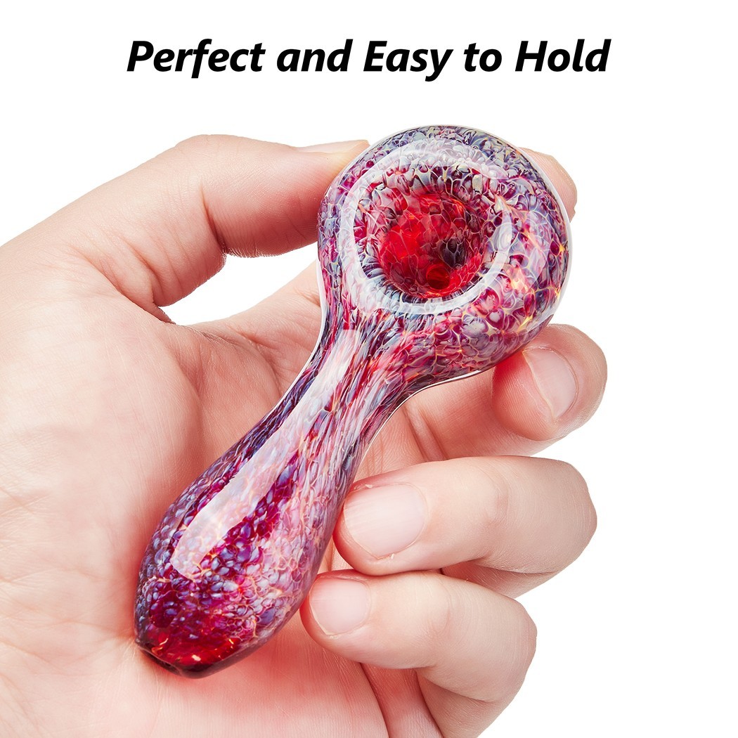 4″ Lava Style Tobacco Smoking Glass Pipe Collectible Handmade Pipes with Box