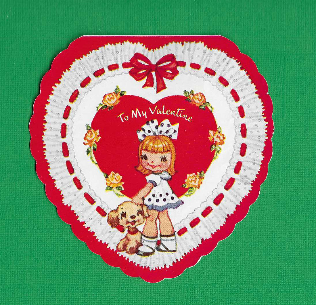 vtg I1930s A-MERI-CARD Greeting TO MY VALENTINE If this Puppy Talk Card Girl A