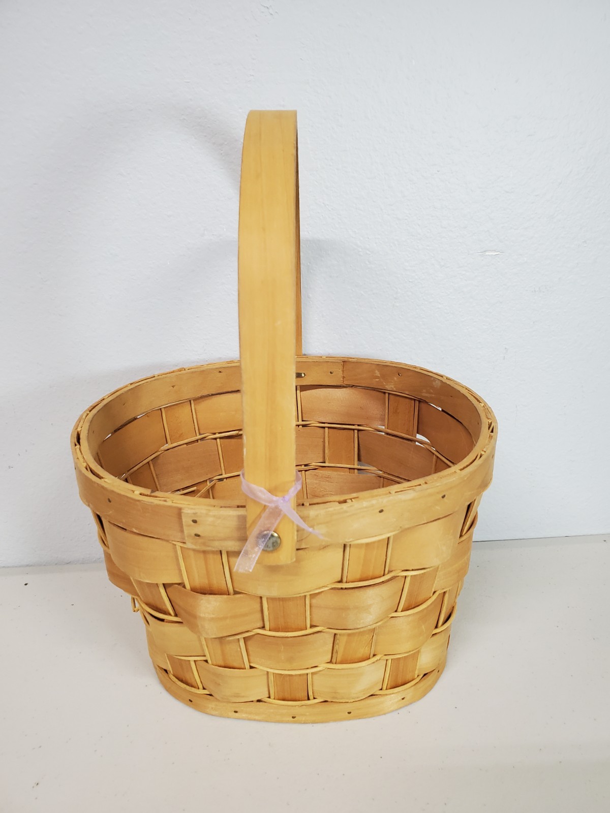 Vintage Woodchip Oval Basket With Handle Home Decor Cottagecore Farmhouse