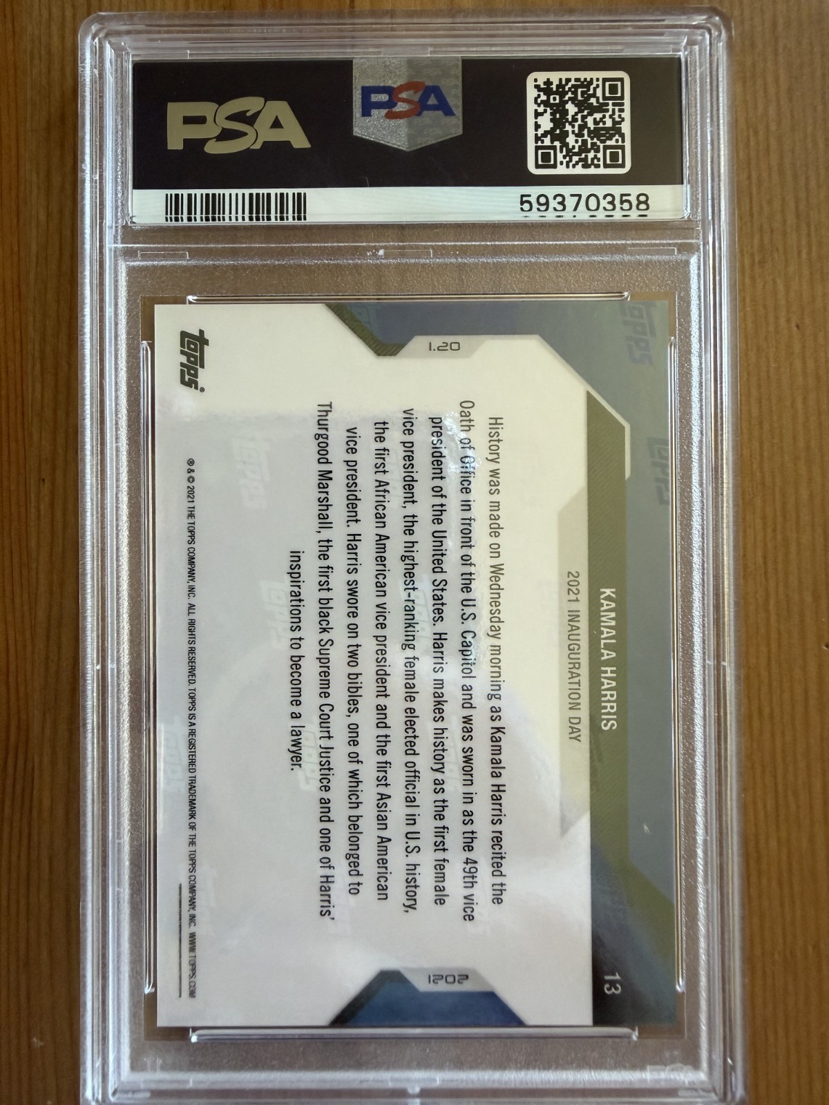 2020-21 Topps Now KAMALA HARRIS Election PSA 10 1st Female Vice President 2021