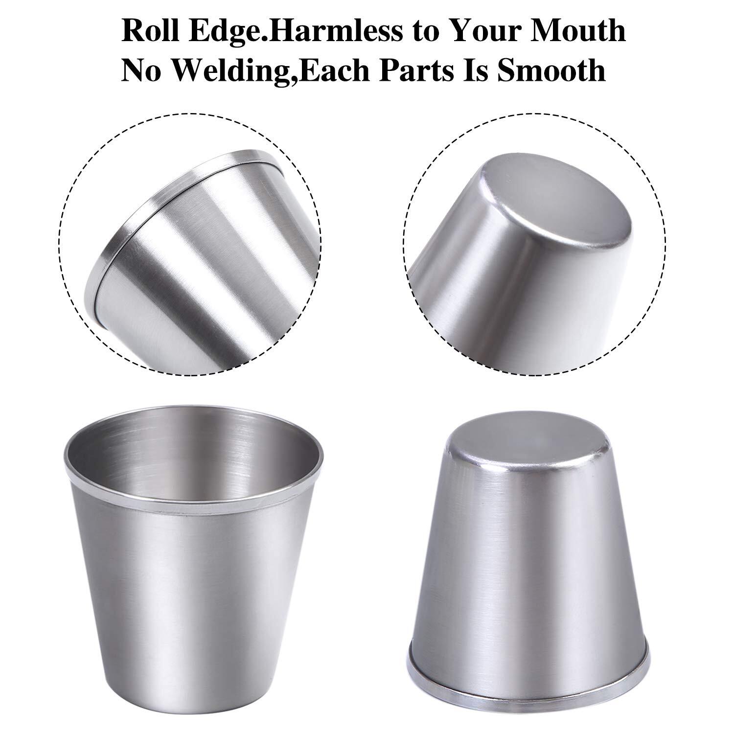 Stainless Steel Shot Cups 12-Pack 1-Ounce Tumblers for Drinking Durable Use