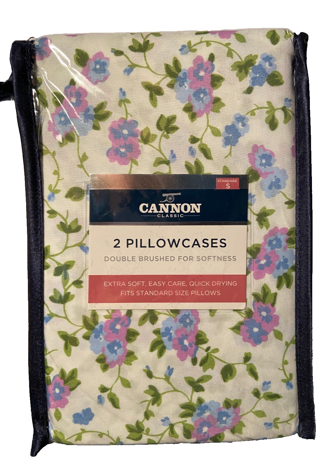 New Cannon Classic Double Brushed Easy Care Standard Pillow Cases Lilac Floral