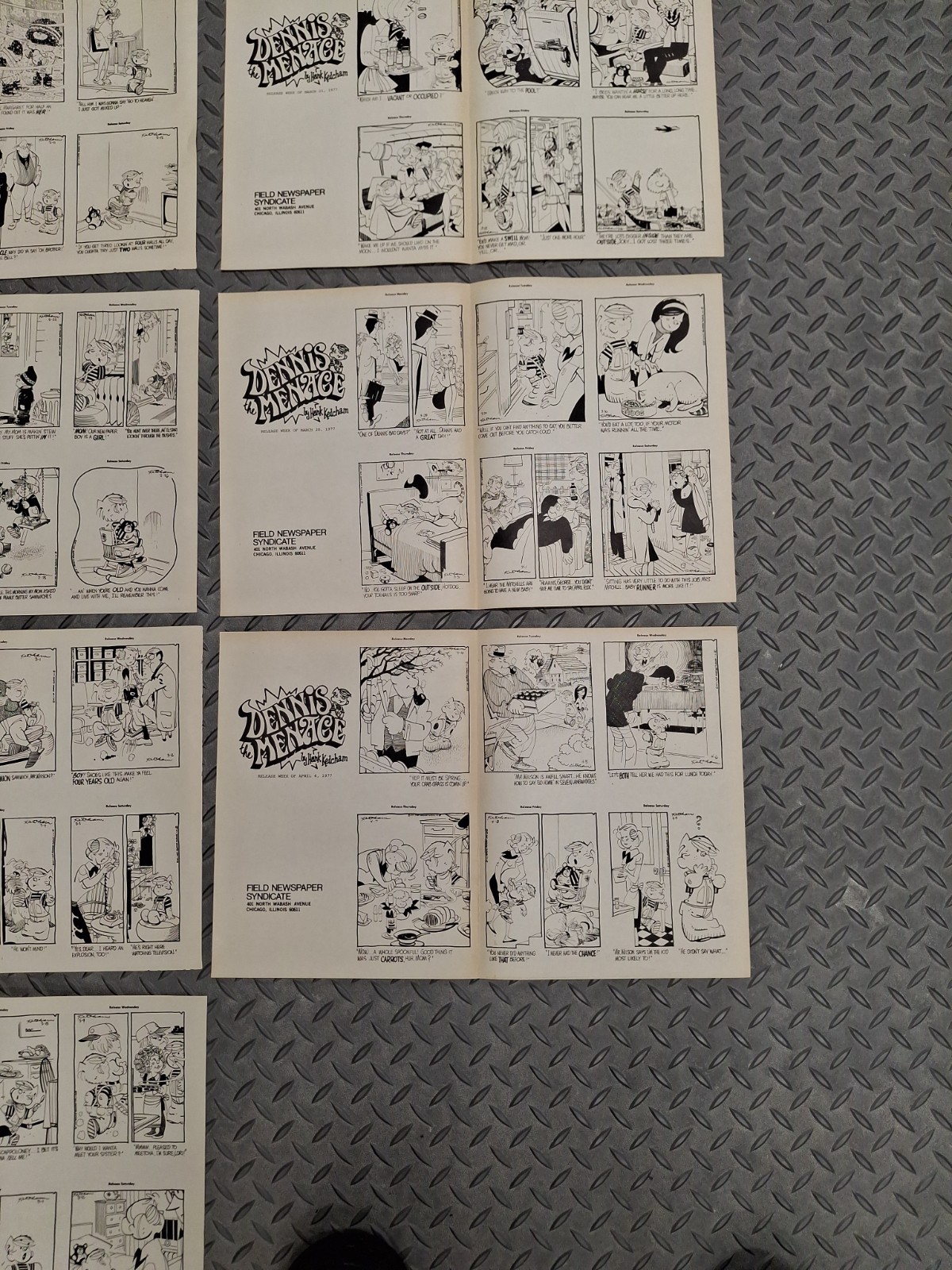 1977 DENNIS the MENACE Lot Original PRODUCTION ART Newspaper HANK KETCHAM