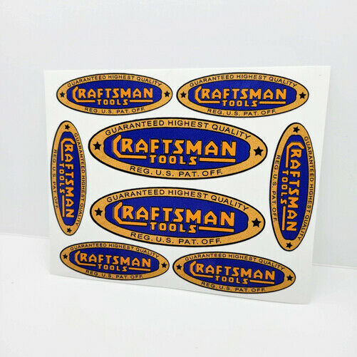 CRAFTSMAN TOOLS 1930’s Vintage Style DECALS, 2 Inch & 3 Inch, Vinyl STICKERS