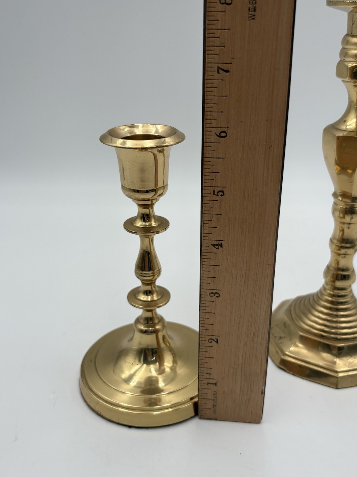 Brass Candlestick Holder Set Of 2 Light Patina