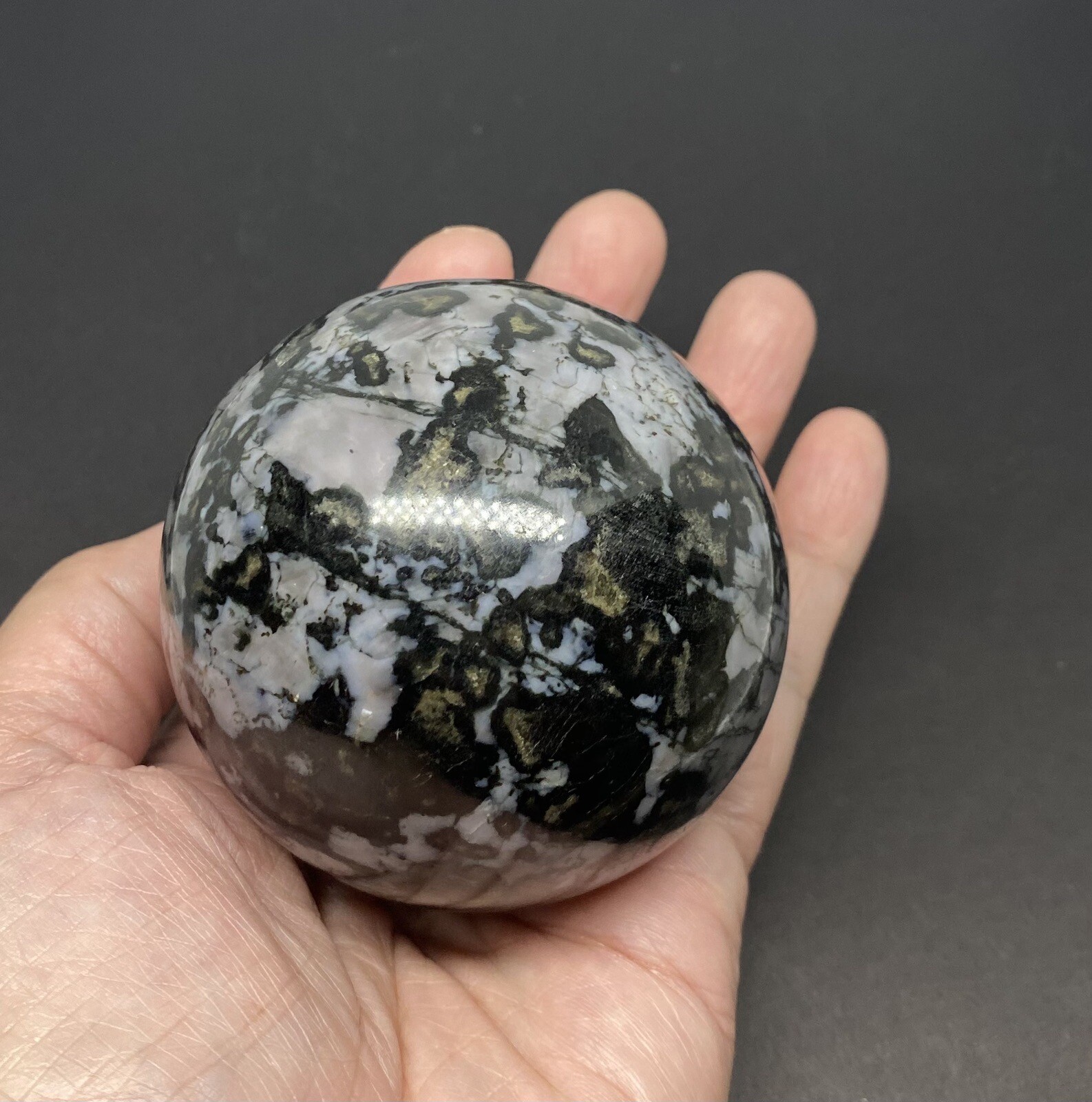 Indigo Gabbro (Mystic Merlinite) Sphere From Madagascar 1.09lbs 68mm