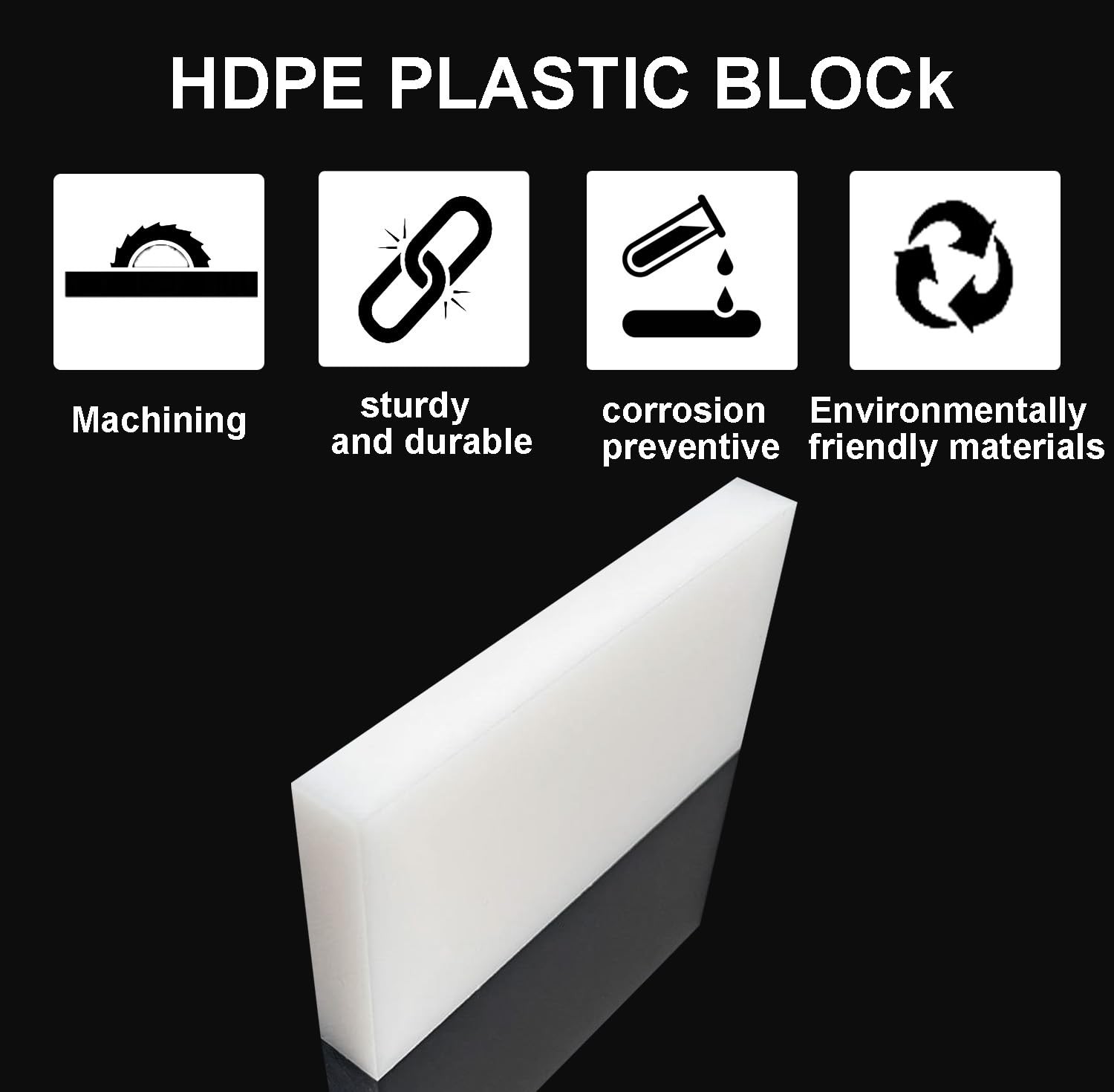 High-Density Polyethylene (HDPE) Plastic Sheet 1/4″ Thick 8″ X 12″- White HDP…