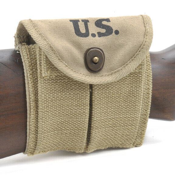 USGI WW2 .30 M1 CARBINE BUTTSTOCK TYPE POUCH KHAKI Dated 1942