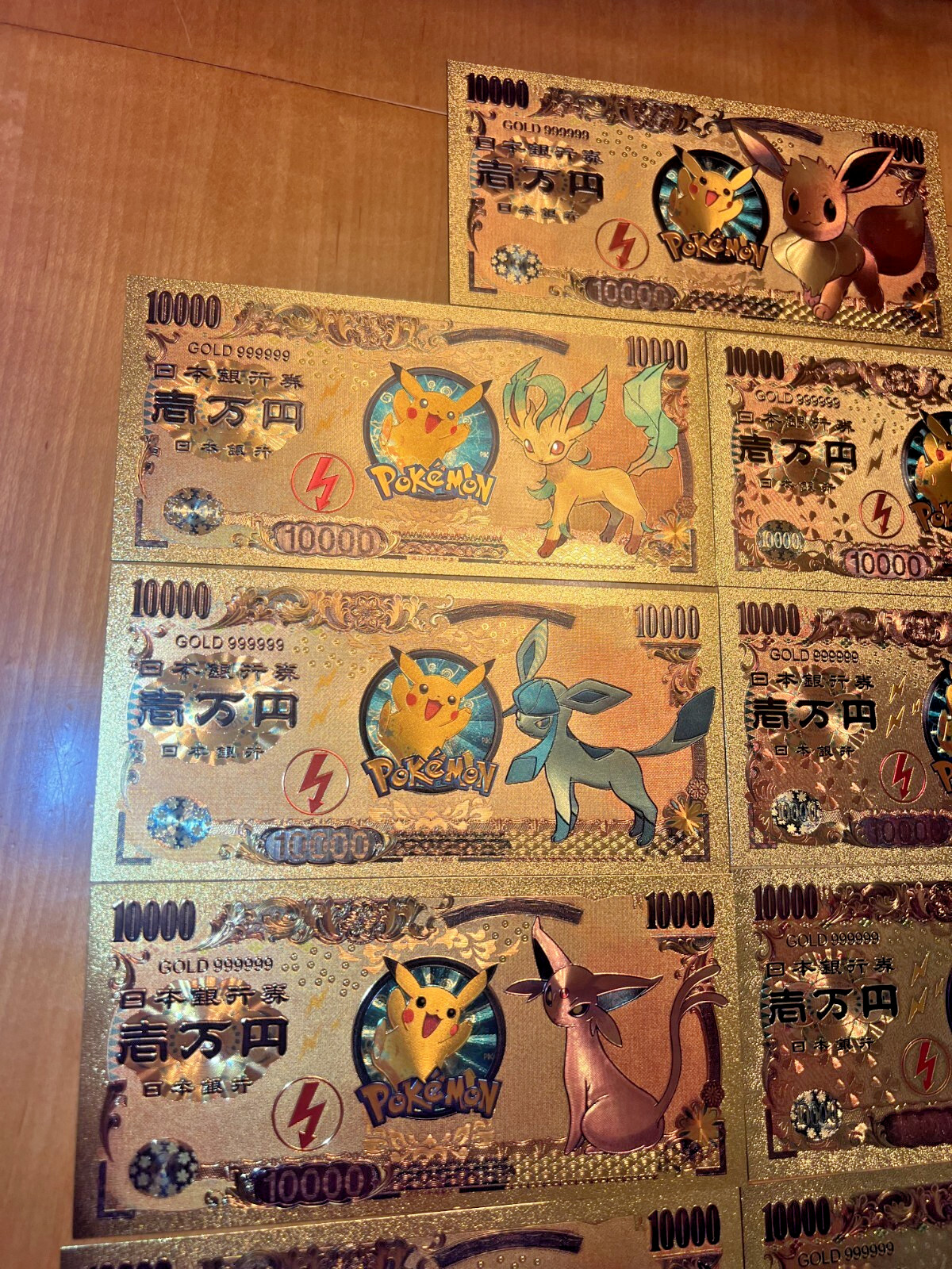 17 pcs Lot – Eevee Evolutions & Mega Evelutions – 24k Gold Foil Banknote Pokemon