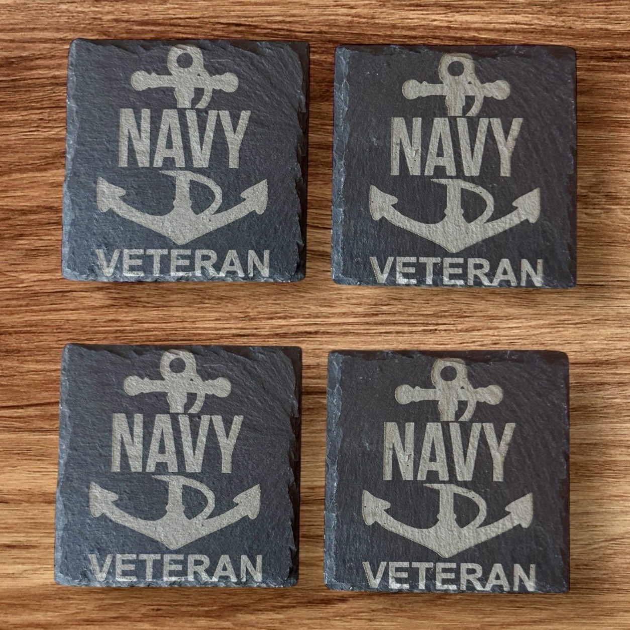 Navy Veteran Set of 4 Slate coasters size of coasters 4 Inches.