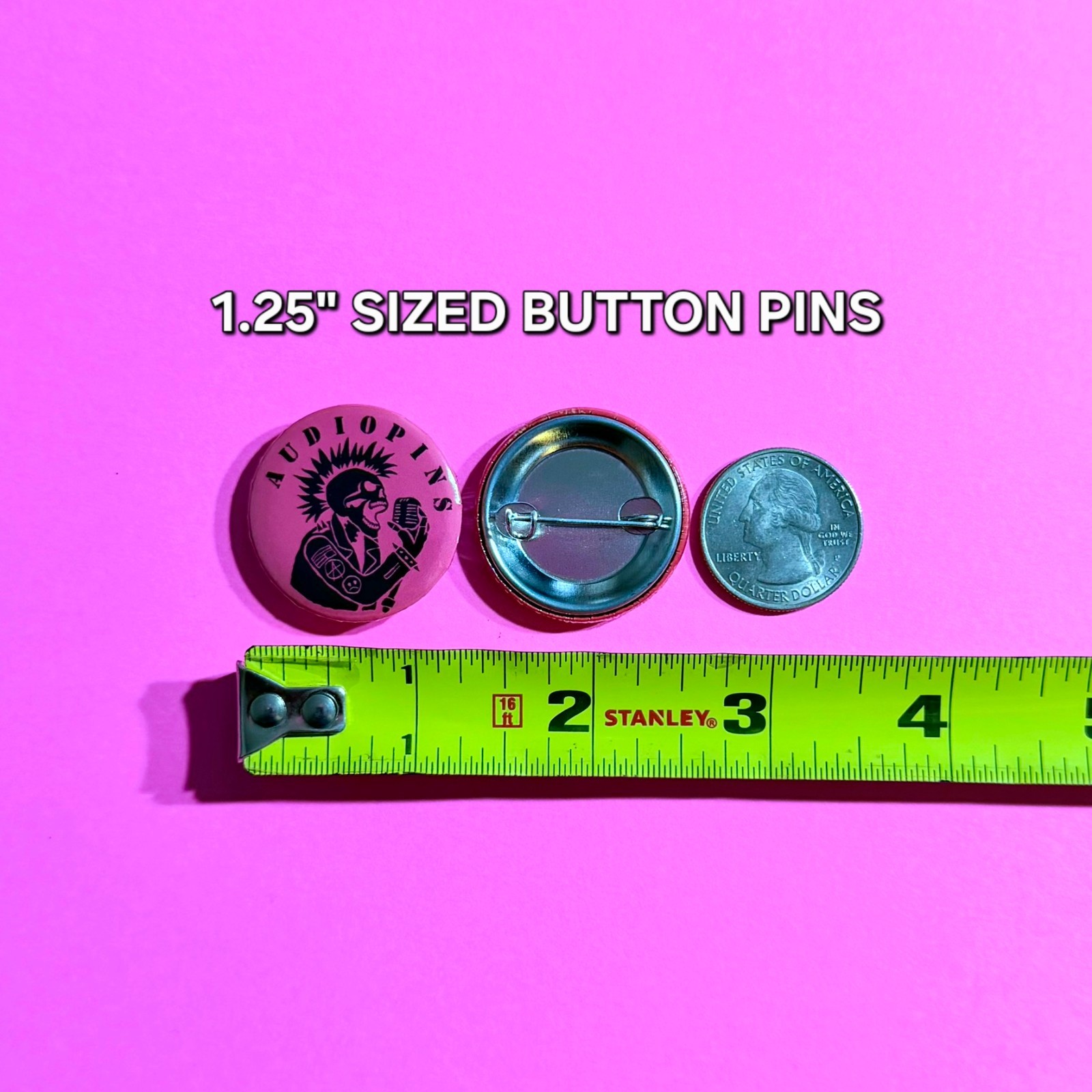 60s-80s Music 1.25″ Button Pin Lot (120) Classic Hard Rock New Wave Heavy Metal