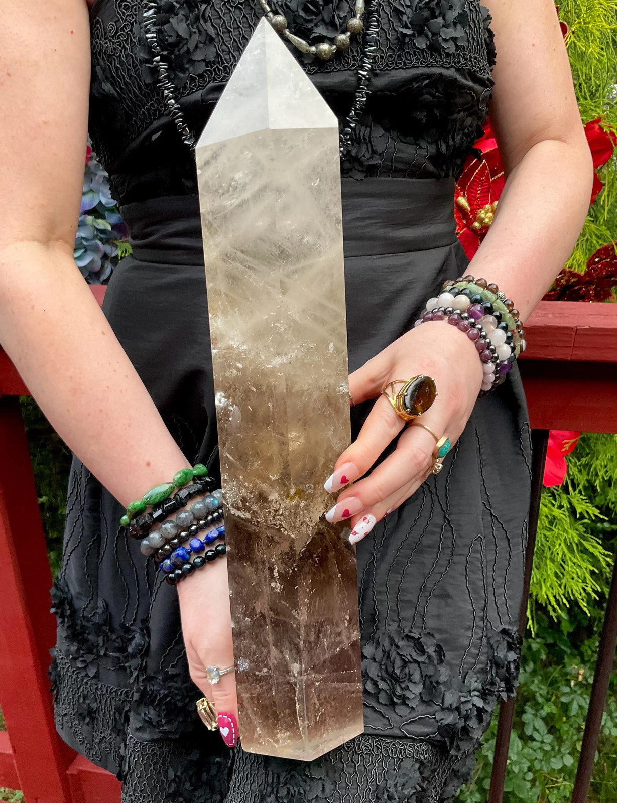 Clear Quartz Crystal Generator ~ Large 11 Lb. 12 oz. ~ 16″ Tall ~ Smokey Inclus