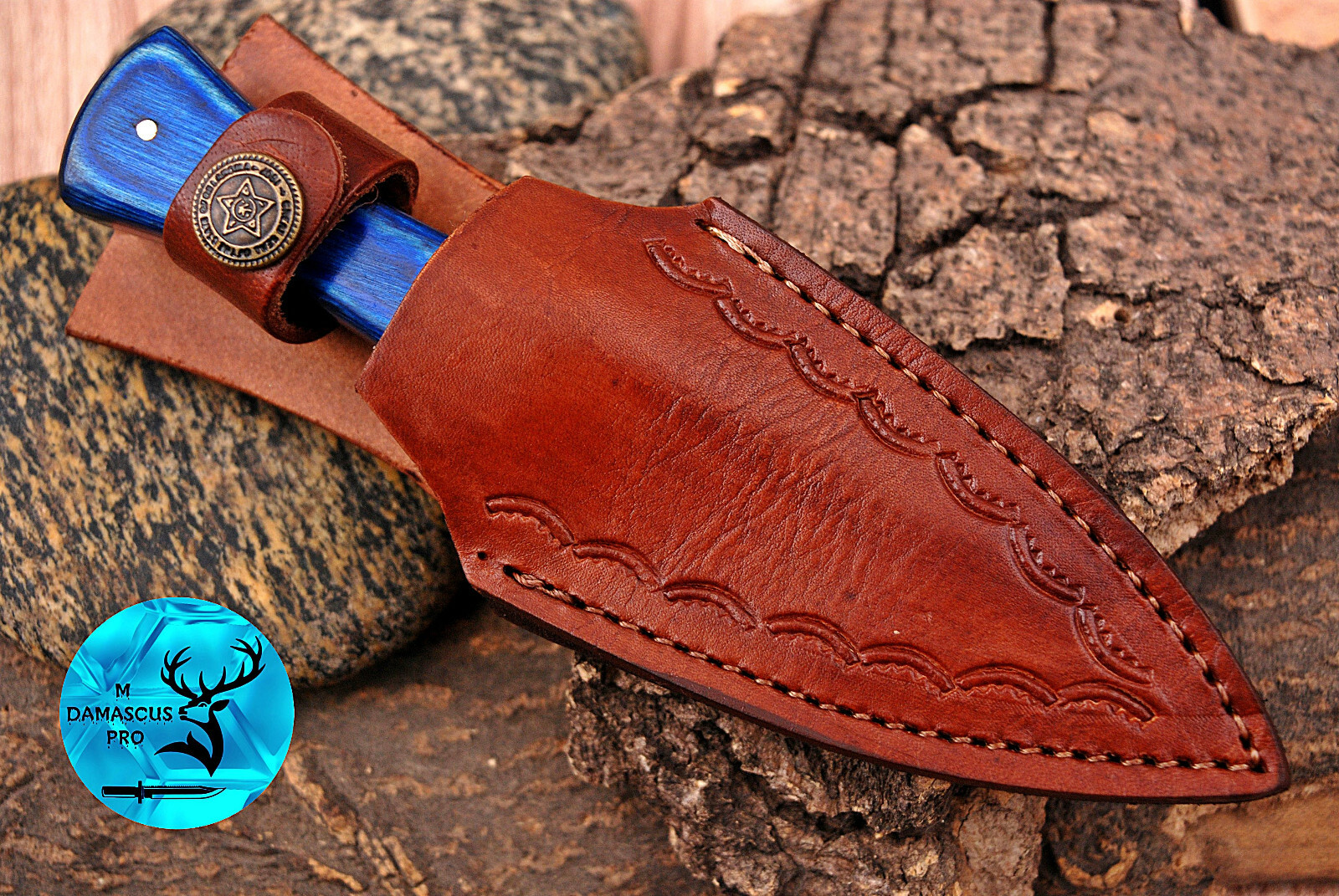 CUSTOM HANDMADE FORGED DAMASCUS STEEL THROWING BOOT KNIFE WOOD HANDLE – 1705