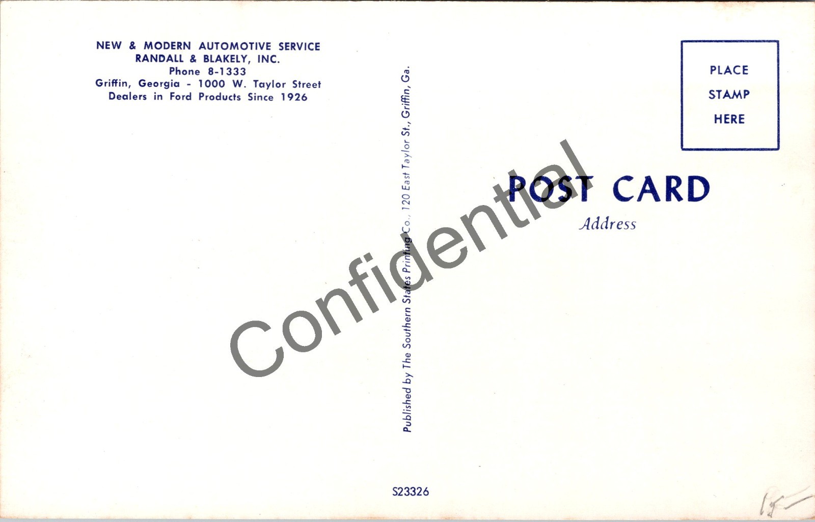 1950s Ford Car Auto Dealership w/ Old Cars In View Ad Auto Dealer Postcard V474