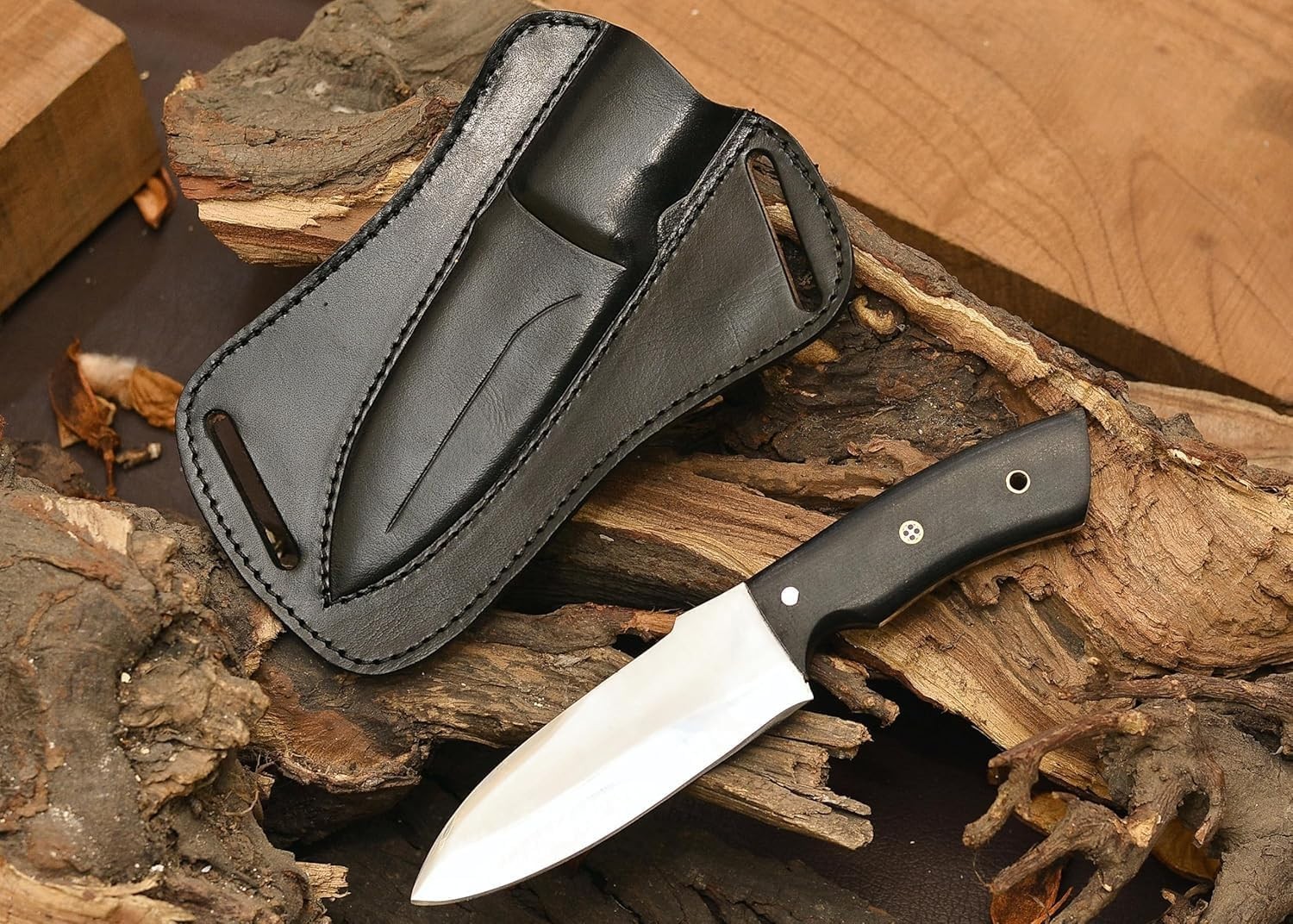 Hunting Knife 1075 Carbon Steel and Micarta Handle Fixed Blade Made