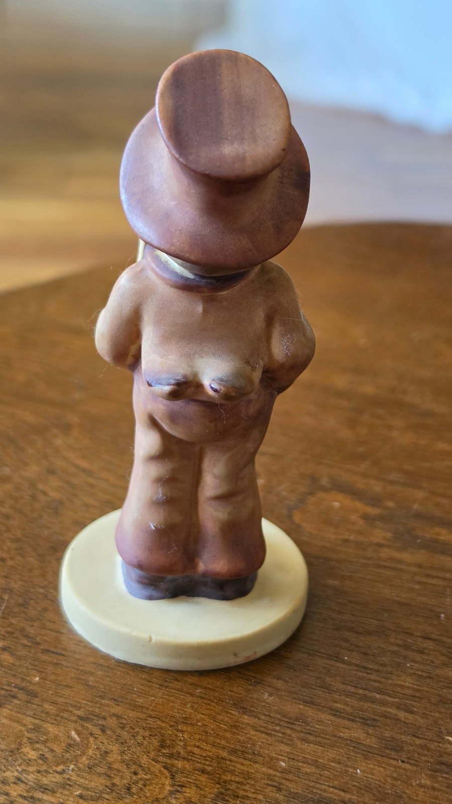 Occupied Japan Hand-Painted Ceramic Boy Figurine Top Hat Scroll, 4.5 in, 1940s