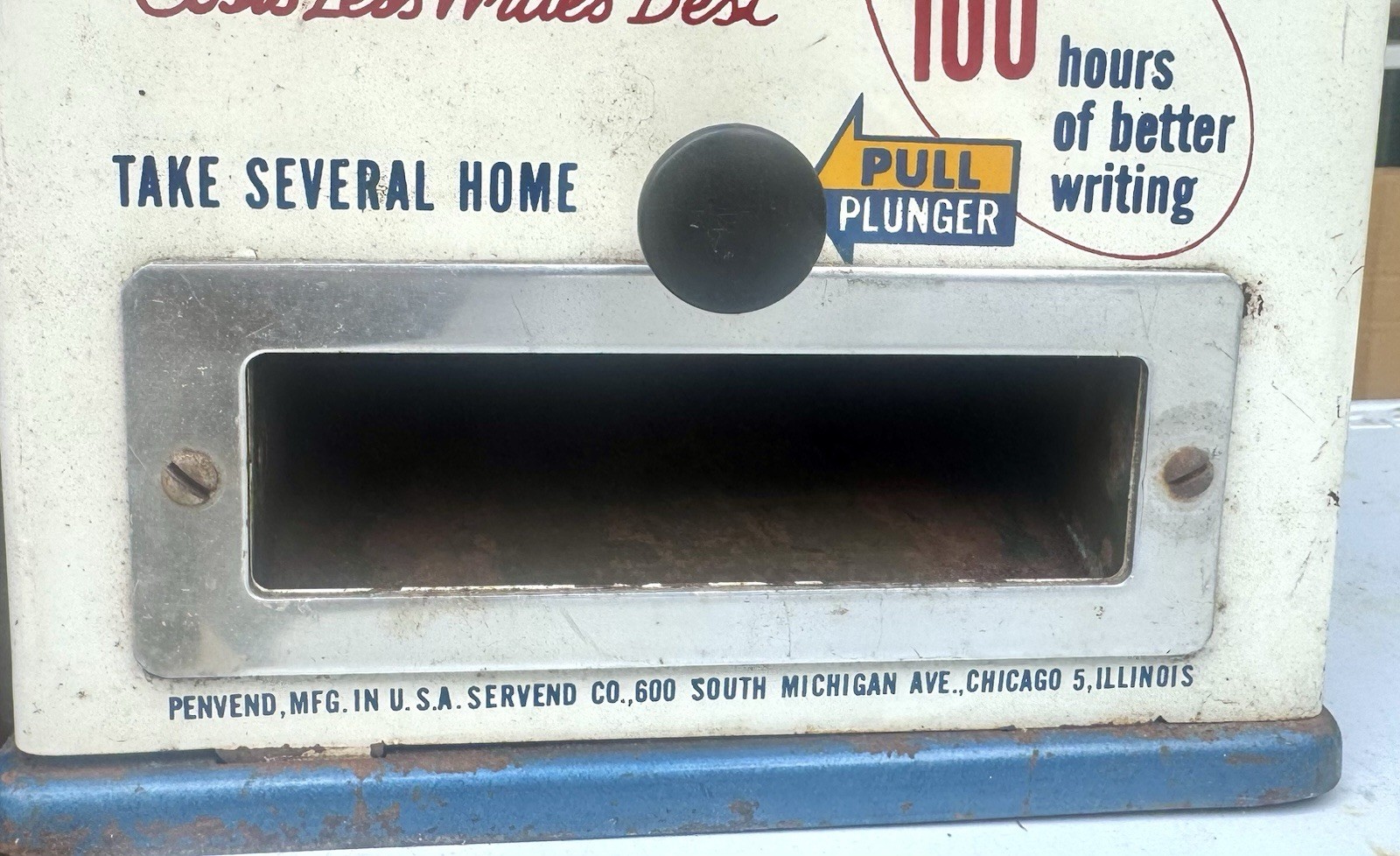 VINTAGE 1950’S BALL POINT PEN COIN OPERATED .25 CENT VENDING MACHINE