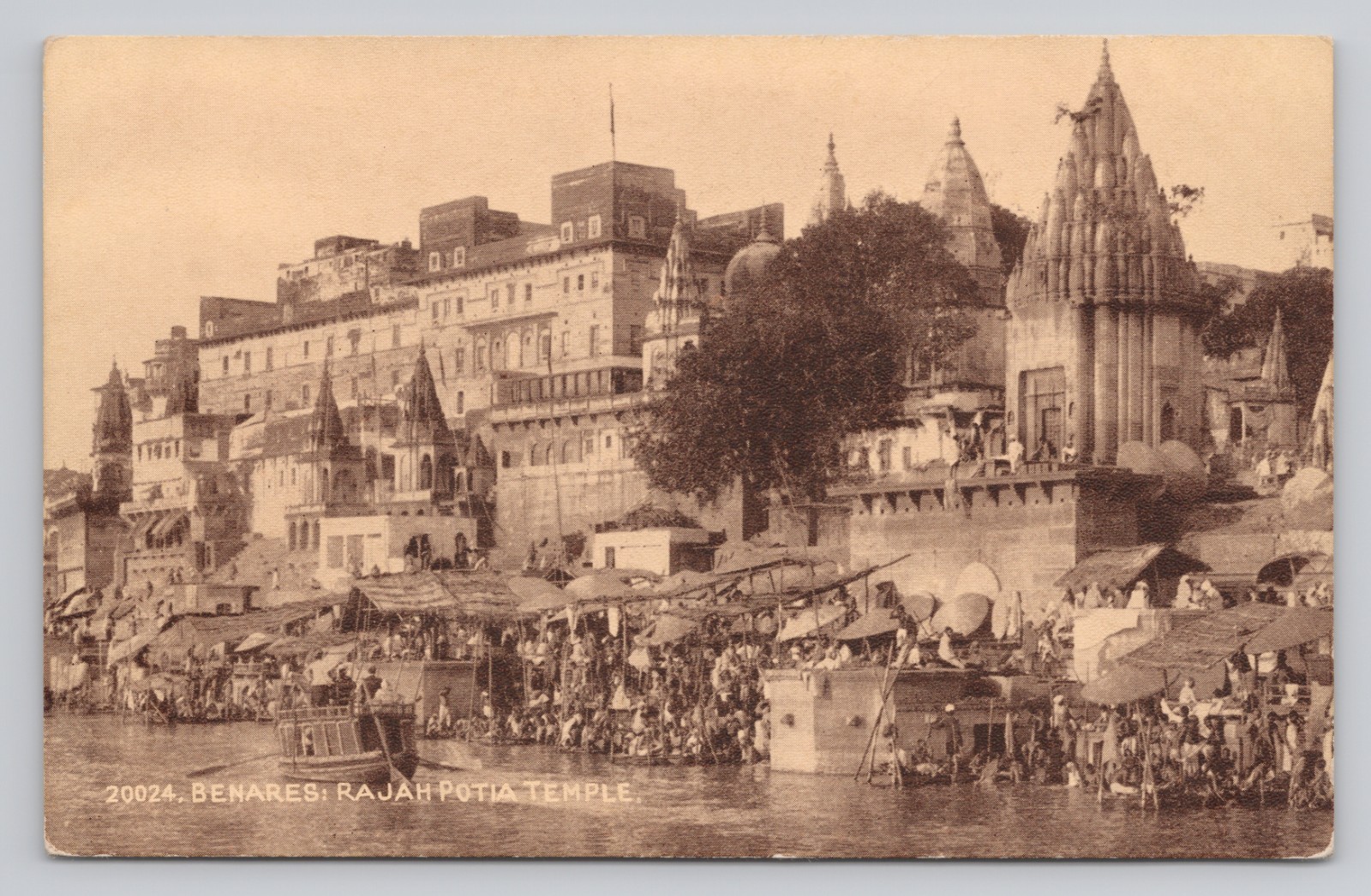 Rajah Potia Temple Varanasi Benares India 1920s Postcard