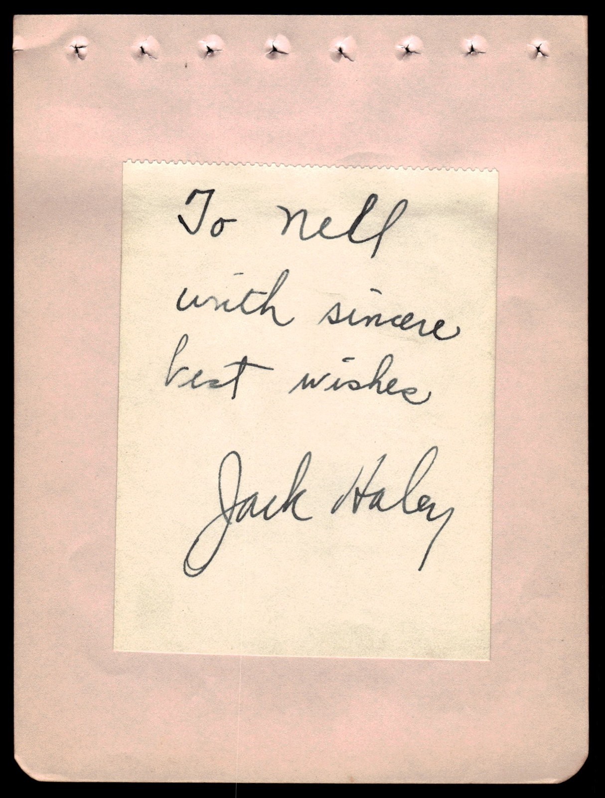 1930s Jack Haley Actor Comedian Radio Host Signed Autograph Book Page *J351