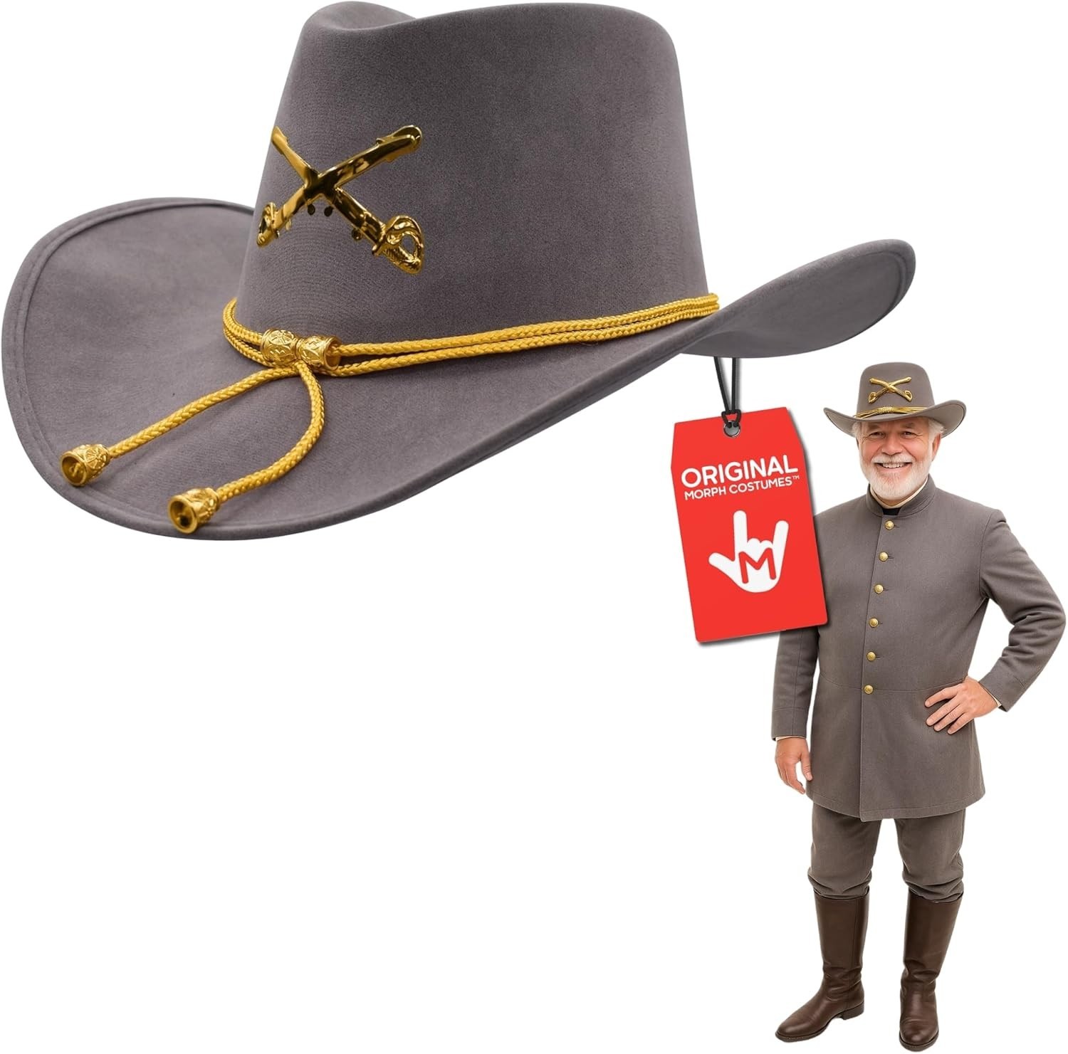 Solid Gray Western Hat, Civil War Style Accessory for Historical Reenactments