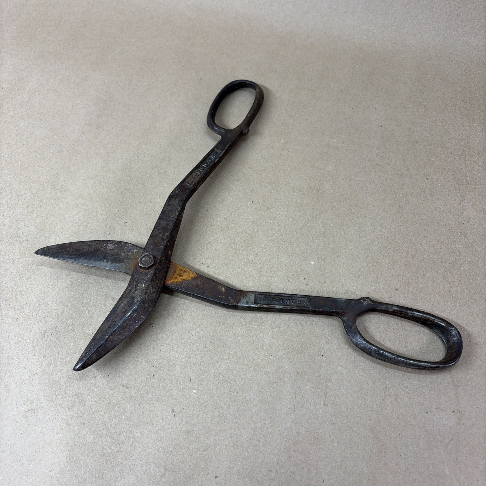 Blue Grass Tin Snips Shears BG-709 Vintage U.S.A. Forged 12 3/4″ Metal Cutters