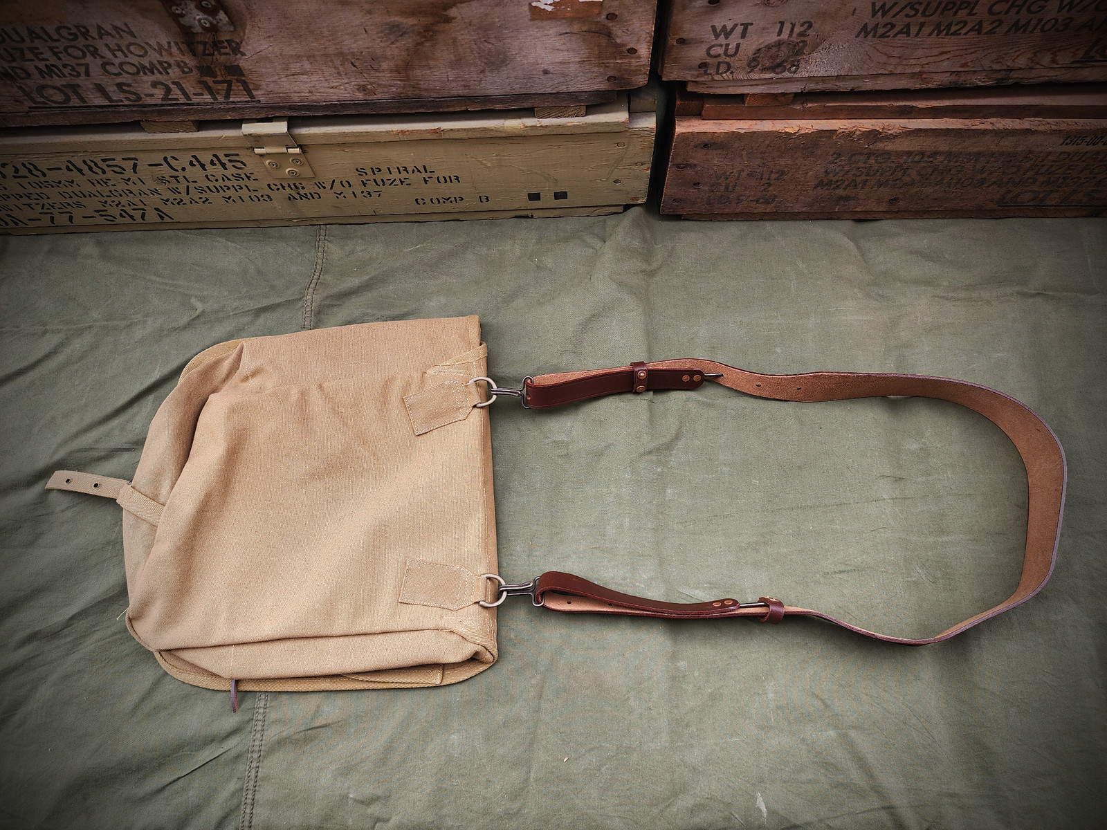 U.S. Spanish American War M1878 Haversack with Leather Shoulder Strap Ration Bag
