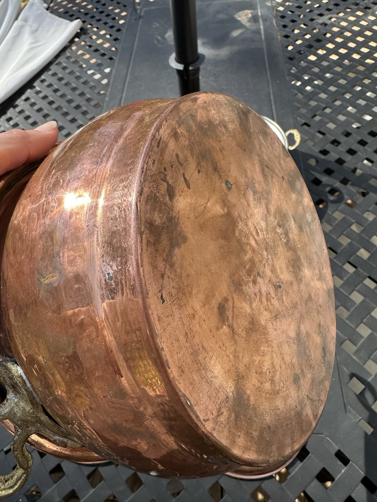 Turkish Copper Lidded Pots Set of 3 Brass Handles Decorative Kitchen Display