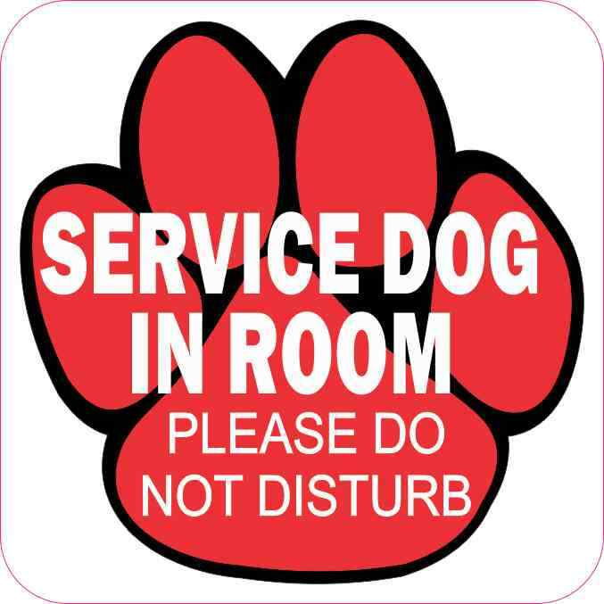 4.5in x 4.5in Service Dog in Room Sticker Car Truck Vehicle Bumper Decal