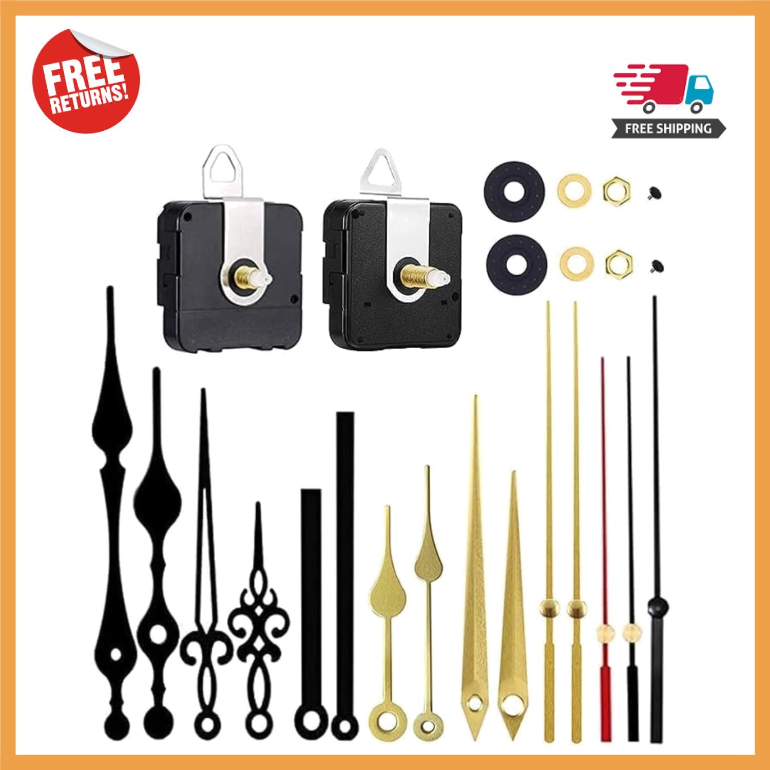 DIY Silent Clock Movement Replacement Kit – Long & Short Shaft Options Included