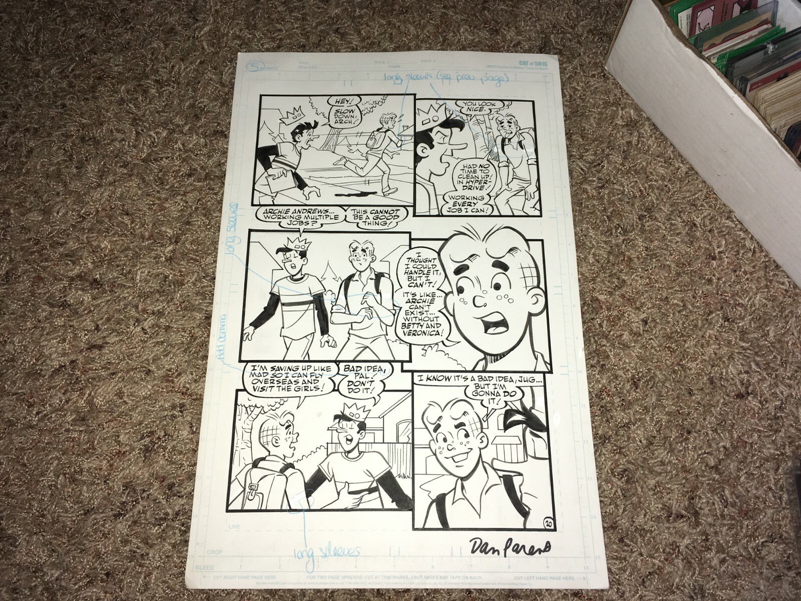 Dan Parent Original Comic Art Signed Archie Comic Book Storyboard