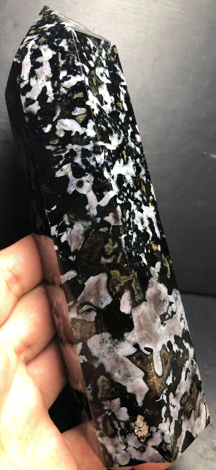 645g 162mm Indigo Gabbro Terminated Generator Mystic Merlinite Crystal Point