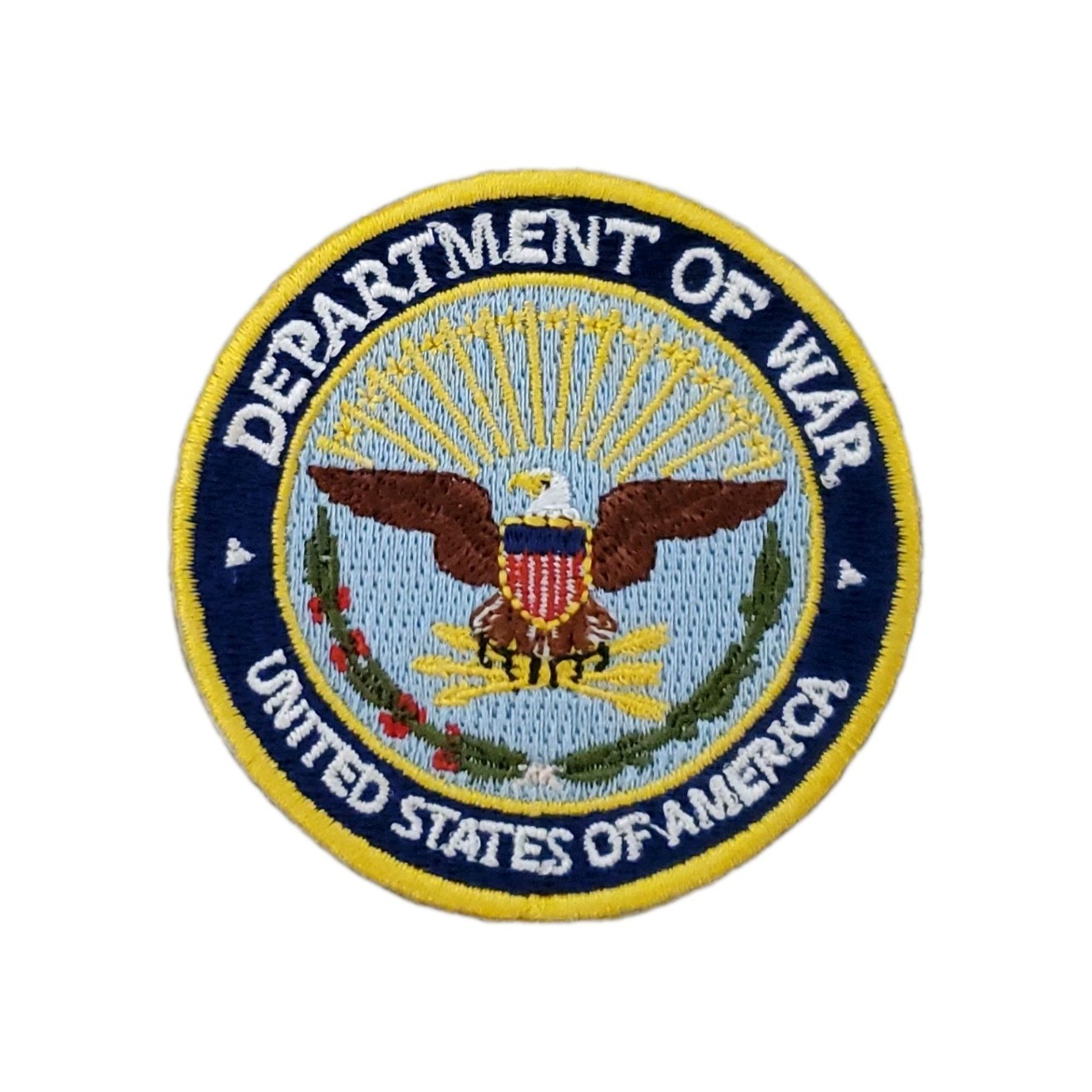 US MILITARY DEPARTMENT OF WAR PATCH Embroidered Iron On 2.5″