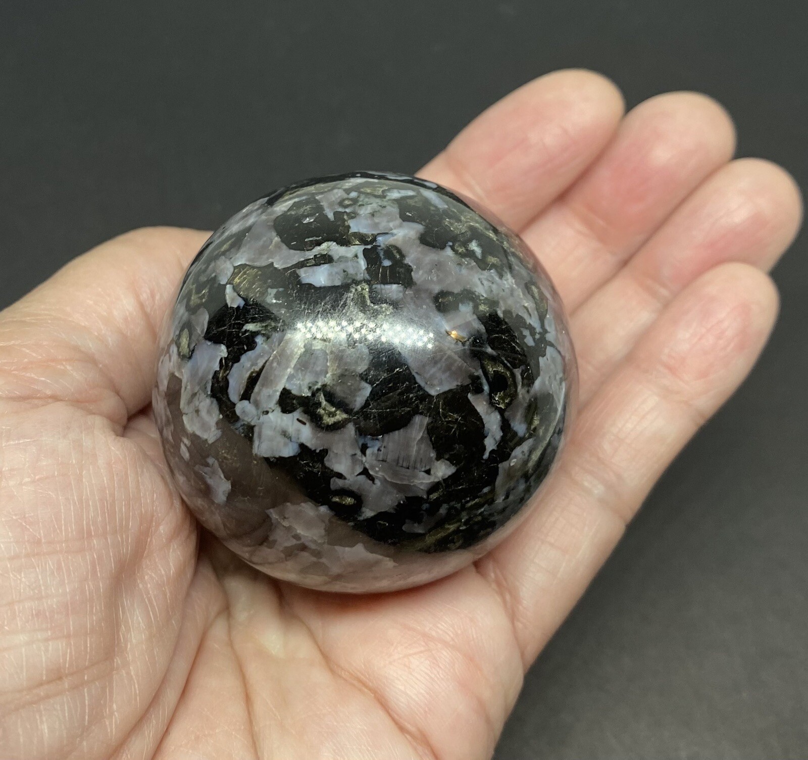 Indigo Gabbro (Mystic Merlinite) Sphere From Madagascar 215g 50mm 2in