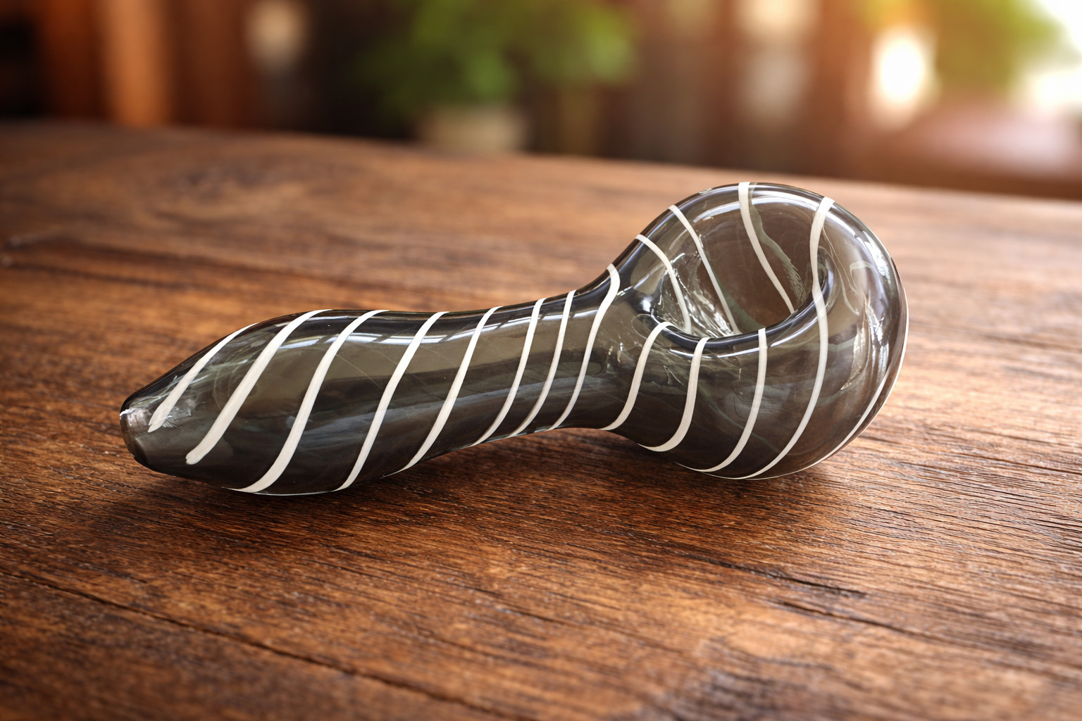 4 Inch Hand Blown Glass Pipe Smoky Gray with White Swirl Design Great Price