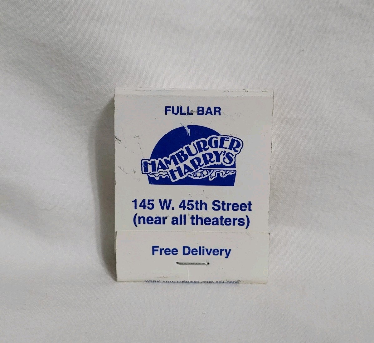Vintage Matchbook Hamburger Harry’s Restaurant New York City Advertising Matches