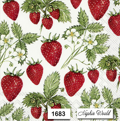 (1683) TWO Individual Paper LUNCHEON Decoupage Napkins – STRAWBERRIES FRUIT