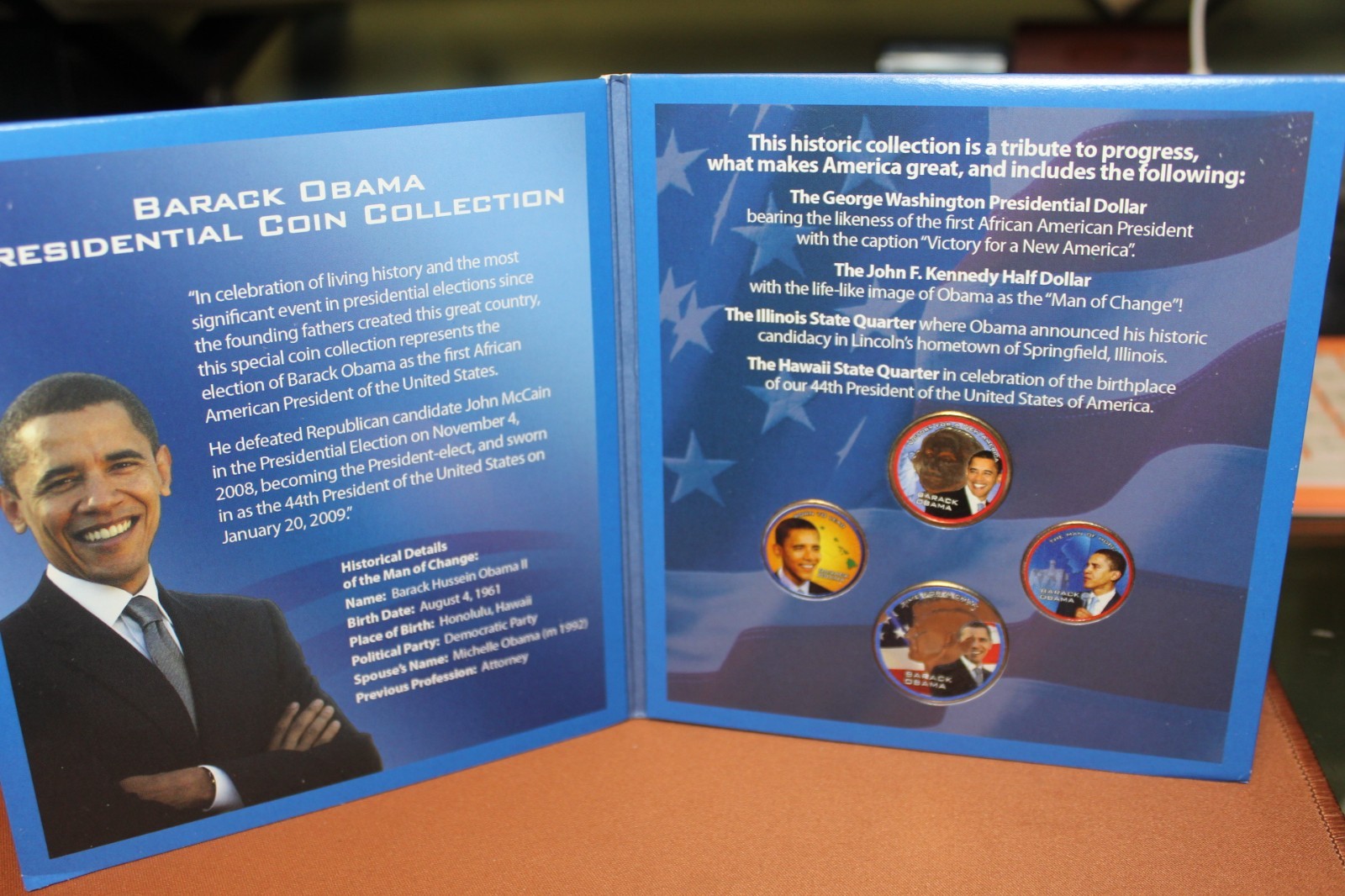 Barack Obama Commemorative Coin Set in Display Case, U.S. Politics 2009-2017