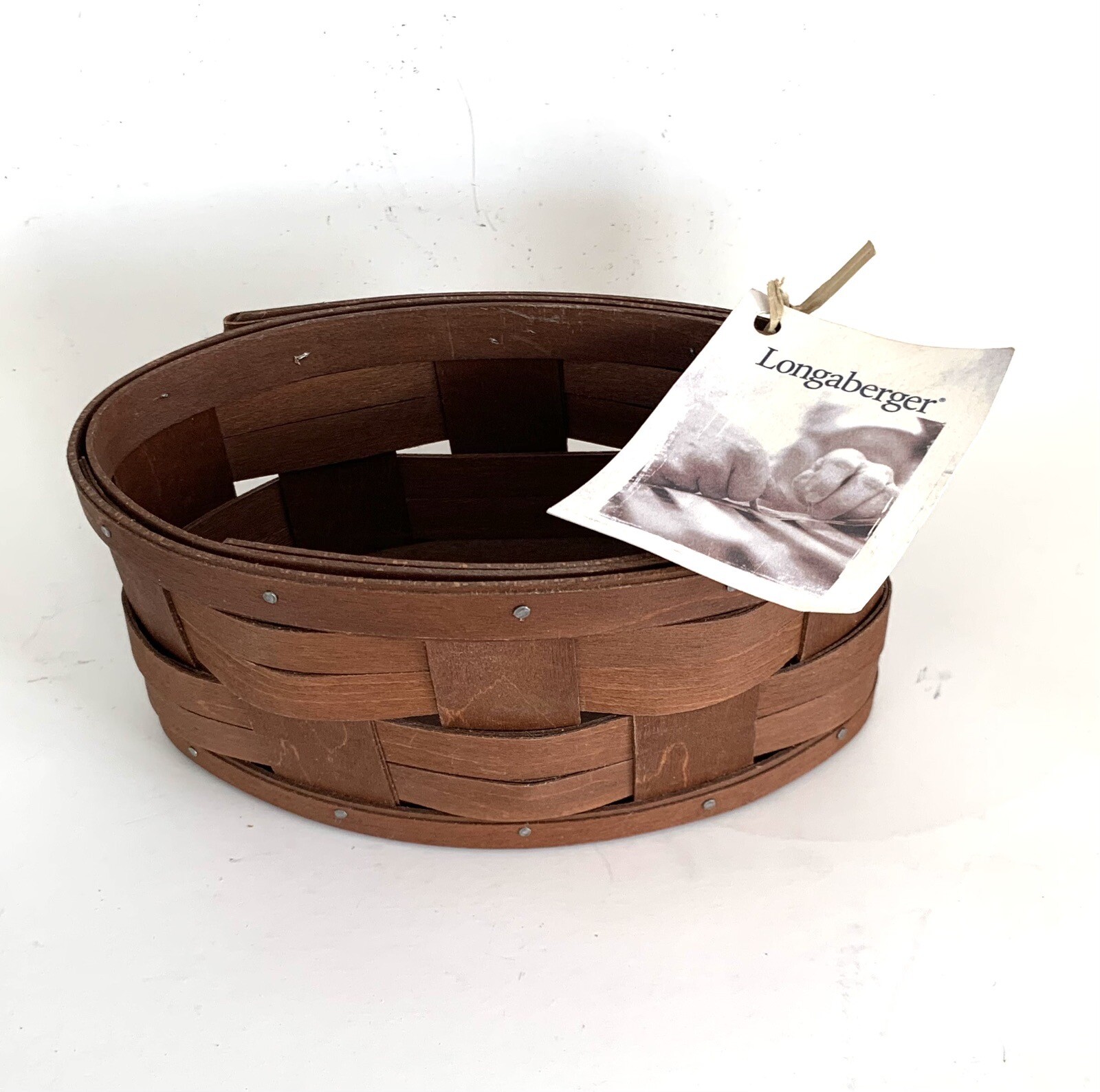 Longaberger Oval basket 2012 7x4x3.5” Woven Handmade w/ Tag **EC