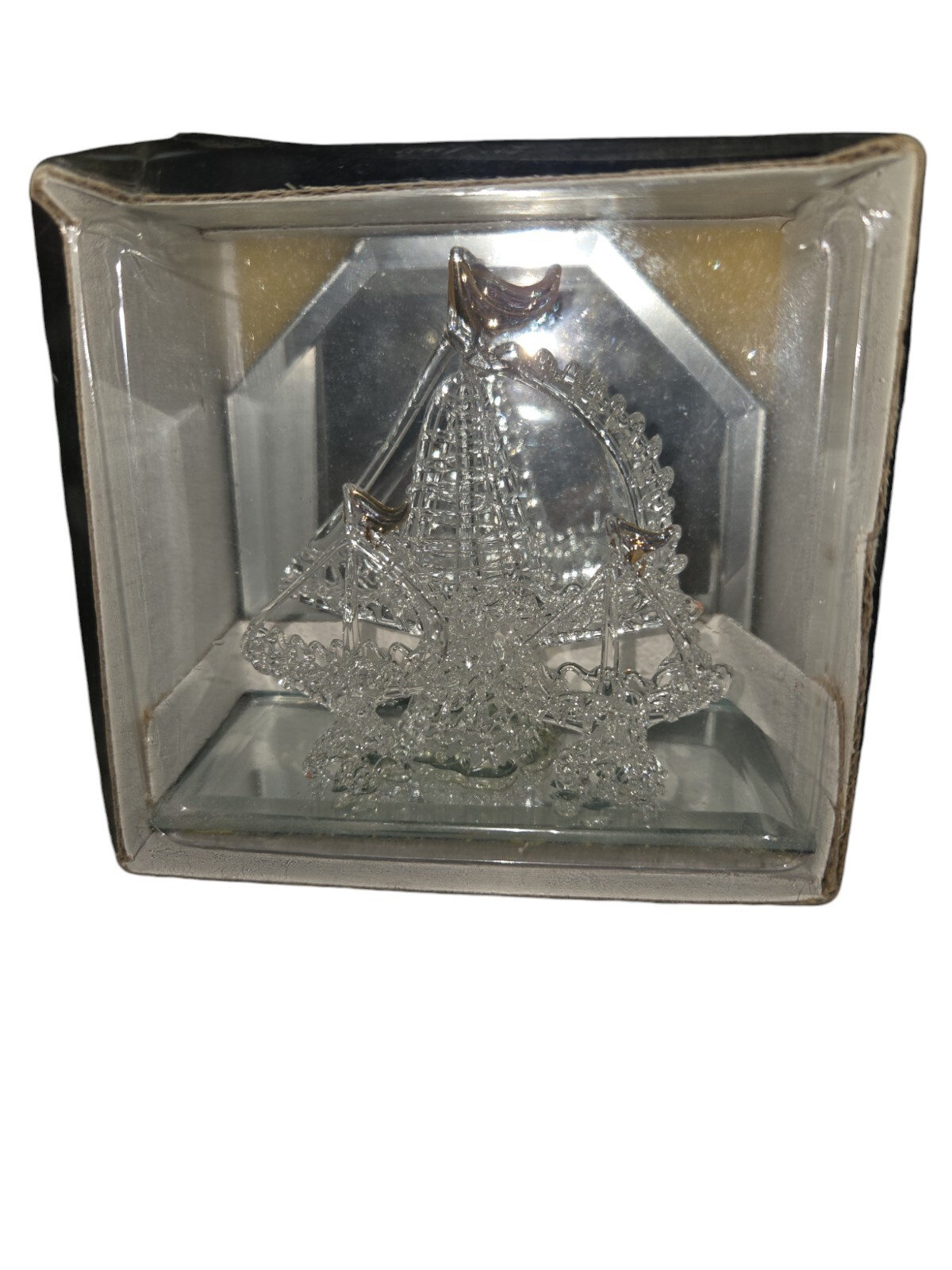 Vintage Hand Blown Spun Glass Miniature Nautical Sail Boats Ship Figurine
