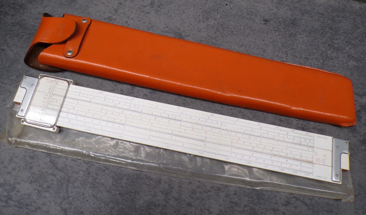 Keuffel & Esser K+E Slide Rule 68-1210 Log Log Duplex Decitrig With Leather Case